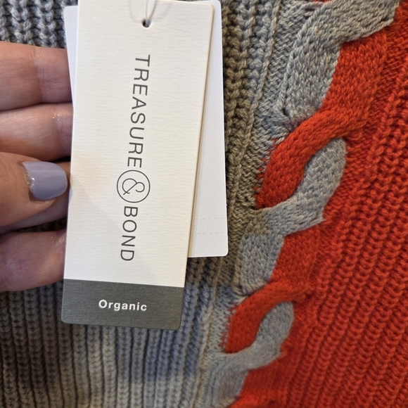 Girls Nordstrom Treasure And Bond Sweater High Low Hem Crew Neck M Color Block - Picture 9 of 15